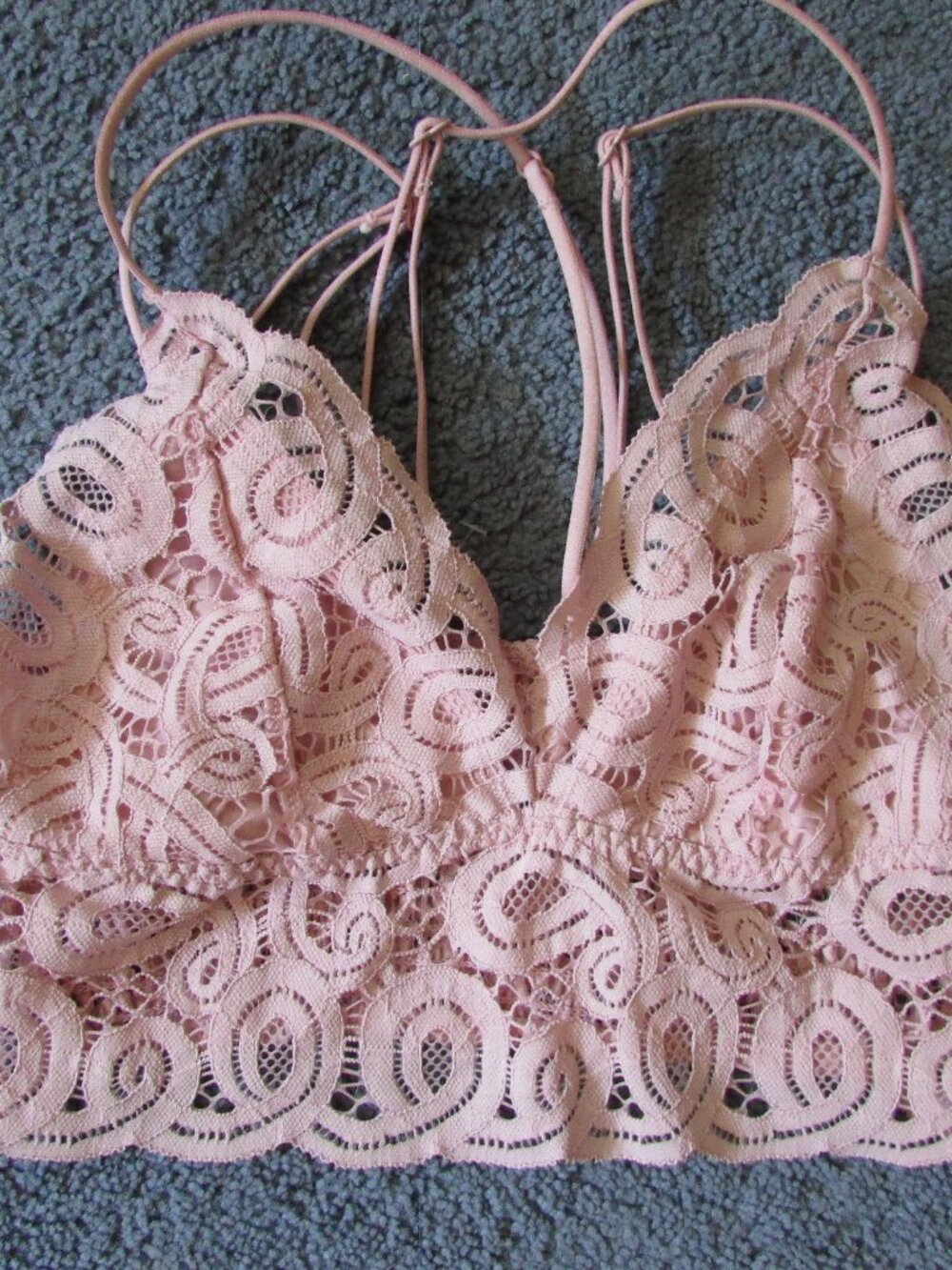 NWOT Pink Victoria's Secret XS Pink Crochet Lace Bralette Strappy Back